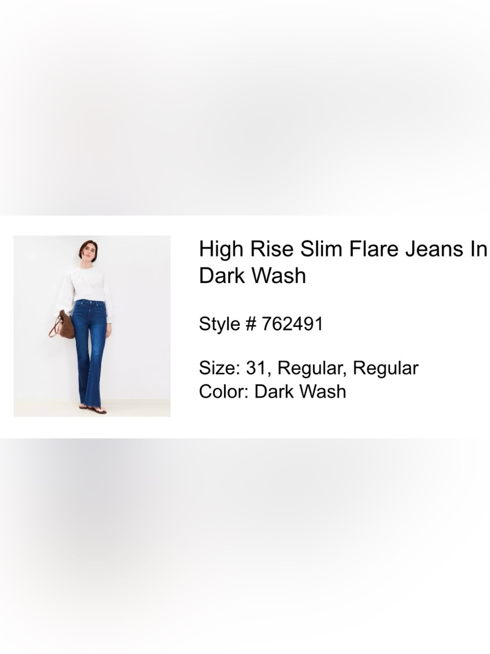 LOFT High Rise Slim Flare Jeans in Dark Wash Blue